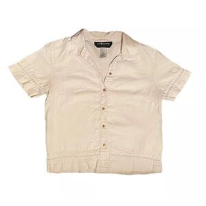 Sag Harbor Women's 6 100% Linen Short Sleeve Button Down Blouse Resortwear